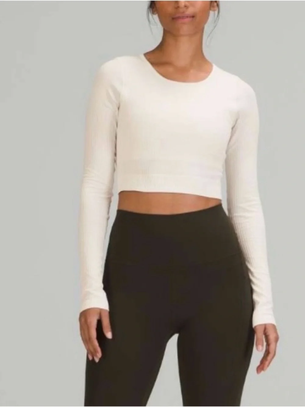 Lululemon Ebb to Street Long Sleeve Crop Top White Opal Size S